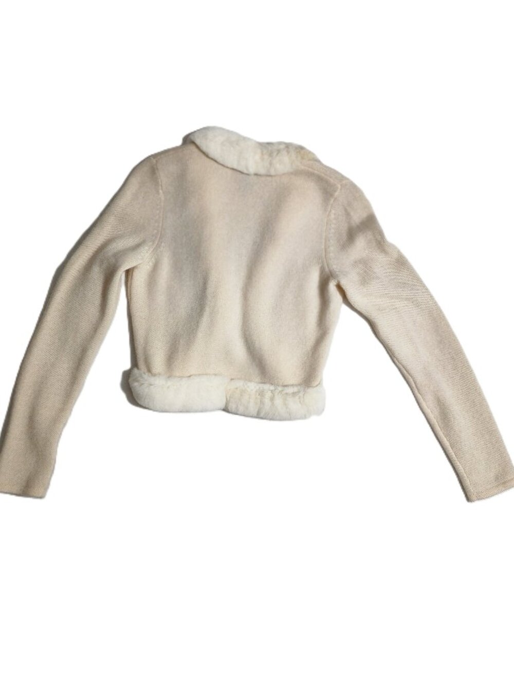 White+Warren 100% Cashmere Open Front Shrug w/Rabbit Trim Vintage RARE - Picture 10 of 11
